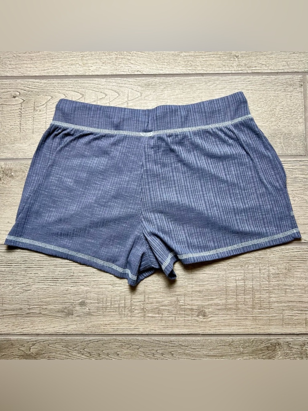 Roxy Navy Ribbed Lounge Shorts with Contrast Stitching - Picture 3 of 3